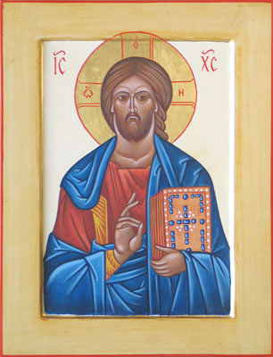 Icône Grecque Christ Le Sauveur – Environ 24 X 19 Cm, Sur Bois